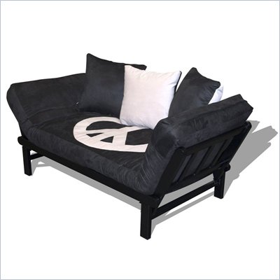 Elite Products Hudson Convertible Futon Sofa with Black Metal Frame