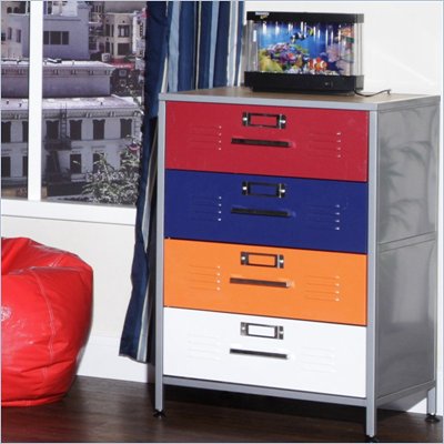 Elite Products Locker Multicolor 4 Drawer Dresser