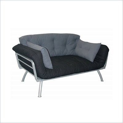 Elite Products Mali Convertible Twin Futon with Pewter Metal Frame