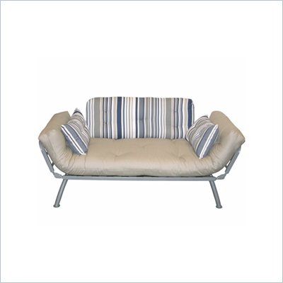 Elite Products Mali Convertible Twin Futon with Pewter Metal Frame  