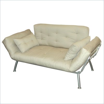 Elite Products Mali Convertible Twin Futon with Pewter Metal Frame