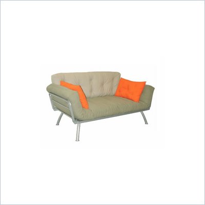 Elite Products Mali Convertible Twin Futon with Pewter Metal Frame