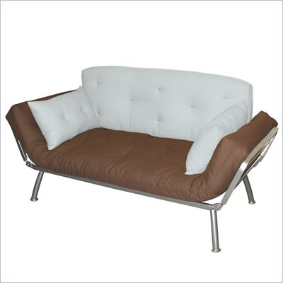Elite Products Mali Convertible Twin Futon with Pewter Metal Frame