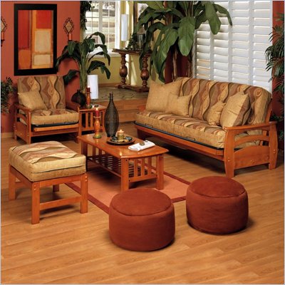 Elite Products Montego Futon Set in Honey Oak