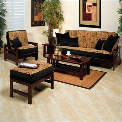 Elite Products Montego Futon Set in Walnut Finish