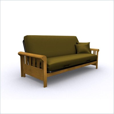 Elite Products Renaissance Full Size Wood Futon Frame in Medium Oak