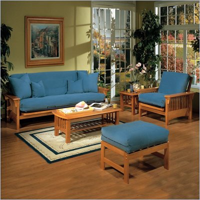 Elite Products Santa Barbara Futon Set in Golden Oak