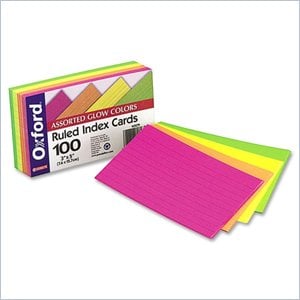 Esselte Assorted Glow Ruled Index Card