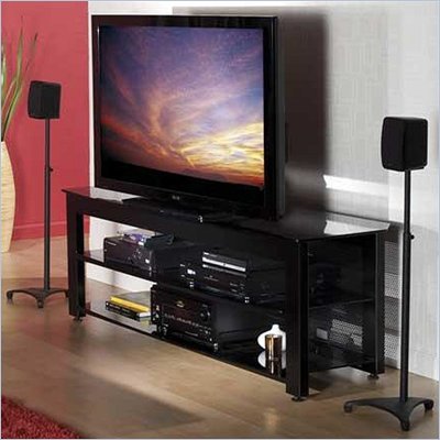 Sanus Lowboy 65" Black Three-Shelf Widescreen TV Stand 