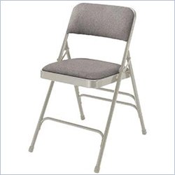 National Public Seating Premium Triple Brace Folding Chair-Beige Fabric & Beige Frame