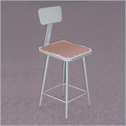 National Public Seating 6324B 24 Stool with Harboard Seat and Backrest
