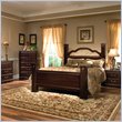 Standard Sorrento Brown Wood Poster Bed 5 Piece Bedroom Set