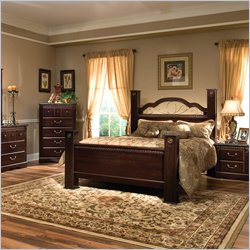 Standard Sorrento Brown Wood Poster Bed 5 Piece Bedroom Set