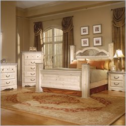Standard Seville Old Fashioned Wood Poster Bed 5 Piece Bedroom Set