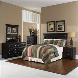 Standard Carlsbad Full / Queen Wood Panel Headboard 5 Piece Bedroom Set in Dark Pecan