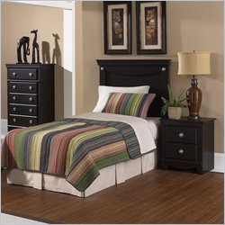 Standard Carlsbad Youth Twin Wood Panel Headboard 5 Piece Bedroom Set in Dark Pecan