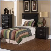 Standard Carlsbad Youth Twin Wood Panel Headboard 5 Piece Bedroom Set in Dark Pecan