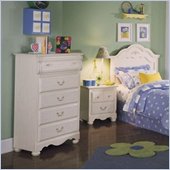 Standard Diana White Wash Wood Panel Headboard 5 Piece Bedroom Set