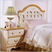 Standard Princess Bouquet White Honey Pine Slat Panel Headboard 5-Piece Bedroom Set