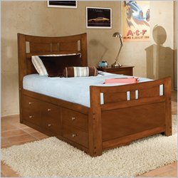 Standard Village Craft Dark Brown Wood Captain's Bed 5 Piece Bedroom Set