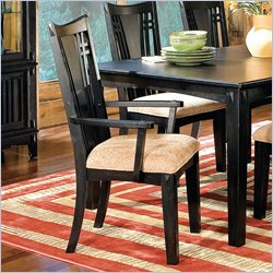 Standard Sonoma County Fabric Arm Chair in Black Finish (Set of 2)