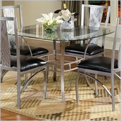 Standard City Terrace Casual Dining Table with Glass Top in Brushed Silver Finish