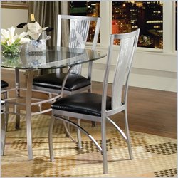 Standard City Terrace Slat Back Leather Side Chair in Silver Finish (Set of 2)