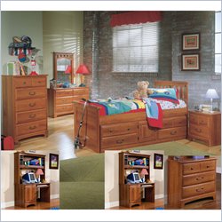 Standard City Park Kids Wood General's Bed 7 Piece Bedroom Set in Cherry