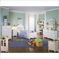 Standard Diana White Wash Wood Panel Headboard 8 Piece Bedroom Set