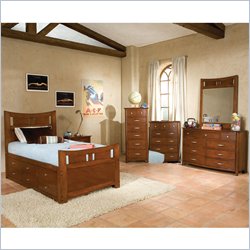 Standard Village Craft Dark Brown Wood Captain's Bed 9 Piece Bedroom Set