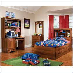 Standard City Park Kids Wood Captain's Bed 5 Piece Bedroom Set in Cherry