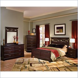 Standard City Crossing Wood Panel Bed 5 Piece Bedroom Set in Cherry