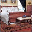Standard St. Pierre Wood Sleigh Bed 5 Piece Bedroom Set in Cherry Walnut Primavera