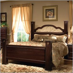 Standard Sorrento Wood Poster Bed 4 Piece Bedroom Set in Olympus Brown