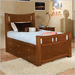 Standard Village Craft Wood Captain's Bed 4 Piece Bedroom Set in Dark Brown