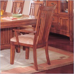 Standard Mission Hills Fabric Arm Chair in Chestnut Brown Finish (Set of 2)