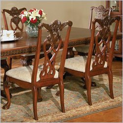 Kathy Ireland by Standard Nottingham Epic Chippendale Fabric Side Chair in Cherry Finish (Set of 2)