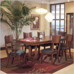 Standard Bay Heights Deep Brown Trestle Rectangular Dining Table Set