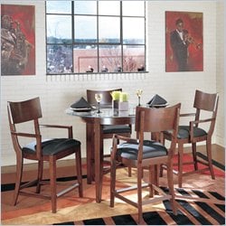 Standard Bay Heights Deep Brown Round Glass Dining Table Set