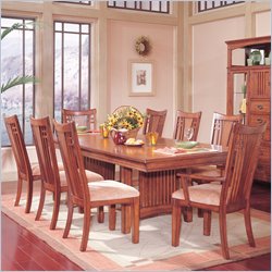 Standard Mission Hills Chestnut Brown Trestle Rectangular Dining Table Set