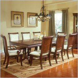 Standard St Pierre Double Pedestal Table with Upholstered Chairs Dining Table Set