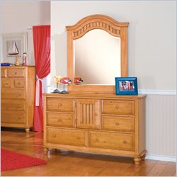 Standard Camp Forest Double 7 Drawer Dresser and Mirror in Light Pine