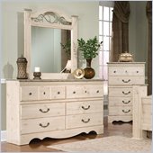 Standard Seville Double 6 Drawer Dresser and Mirror in White