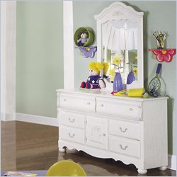 Standard Diana White Wash Double Dresser and Mirror