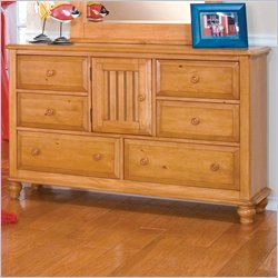 Standard Camp Forest Light Pine Double Dresser with Optional Landscape Mirror
