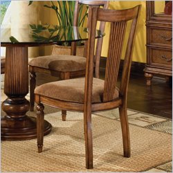 Standard North Shore Fabric Side Chair in Warm Brown Distressed Finish (Set of 2)