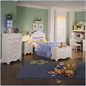 Standard Diana White Wash Wood Panel Headboard 5 Piece Bedroom Set
