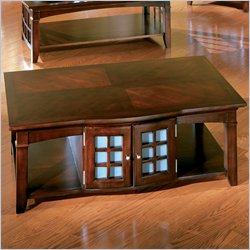 Standard Glasgow Cocolate Cherry Finished Box Cocktail Table with Frosted Glass