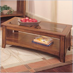 Standard Mission Hills Chestnut Brown Coffee Table with Glass Insert