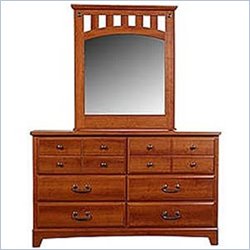 Standard City Park Cherry Dresser and Mirror Set in Antique Pewter